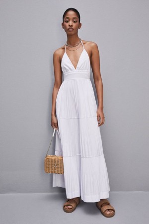 Patrizia Pepe Ankle-length Bare-back Pleated Dress Albi | 743AJMNHR