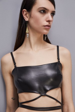Patrizia Pepe Bandeau Bra With Straps Negrii | 109EMLPYA