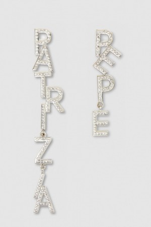 Patrizia Pepe Brass And Crystal Earrings Argintii | 923QWIXGU