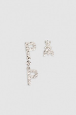 Patrizia Pepe Brass And Glass Earrings Argintii | 750AQEITK