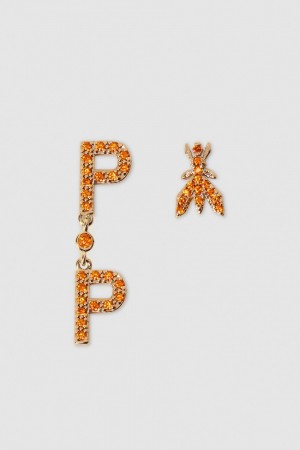 Patrizia Pepe Brass And Glass Earrings Portocalii | 789WRLPUJ