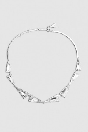 Patrizia Pepe Brass And Glass Necklace Argintii | 360JBPNCD