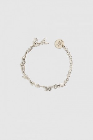 Patrizia Pepe Brass Bracelet With Rhinestones Argintii | 943ESPYCN