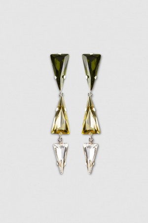Patrizia Pepe Brass Earrings With Rhinestones Verzi | 913QLVAMO