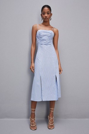 Patrizia Pepe Bustier Midi Dress With Straps Albastri Deschis | 158CUMFJD