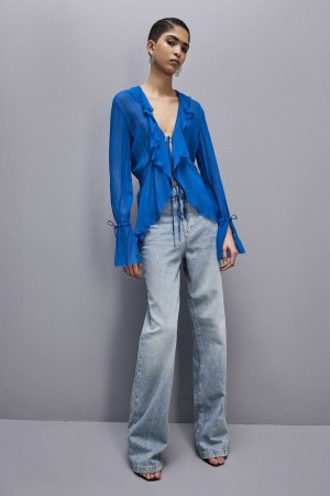 Patrizia Pepe Chiffon Blouse Albastri | 435GSINAX