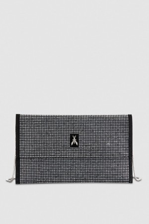 Patrizia Pepe Clutch Bag With Rhinestones And Shoulder Strap Negrii | 601IVXJDT