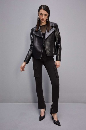 Patrizia Pepe Coated Fabric Jacket Negrii | 019TDMRWS