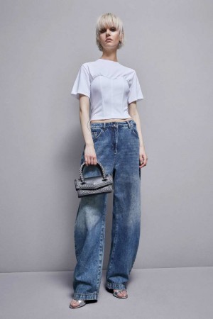 Patrizia Pepe Cotton Jersey Bustier T-shirt Albi | 796WGKBMS