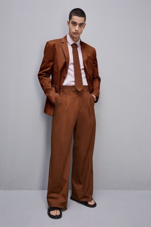 Patrizia Pepe Cotton Twill Pleated Pants Maro | 316YWRCLH