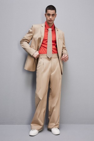 Patrizia Pepe Cotton Twill Pleated Pants Bej | 308FPULYB
