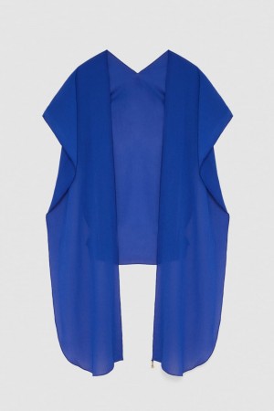 Patrizia Pepe Crepe Stole With Fly Detail On The Tip Albastri Deschis | 275GDPUKC