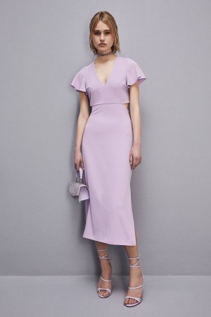 Patrizia Pepe Cut-out Midi Dress In Sablè Crepe Violet | 718MTCQZK