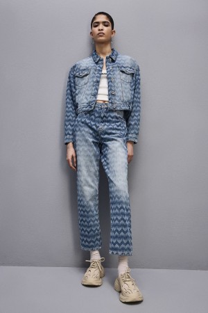 Patrizia Pepe Denim Cigarette Pants Albastri | 760TAZXEL