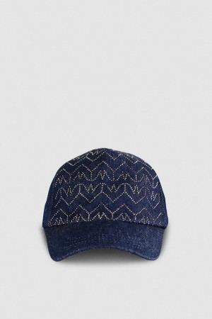 Patrizia Pepe Denim Fly Monogram Baseball Cap Albastri Deschis | 802XPQBYV