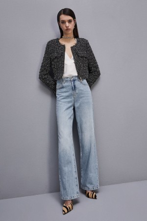 Patrizia Pepe Denim Pants With Rhinestones Albastri Deschis | 746ZJUPSV