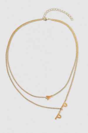 Patrizia Pepe Double Chain Brass Necklace Portocalii | 476IKMEVA
