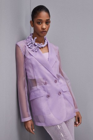 Patrizia Pepe Double-breasted Jacket With Regular Sleeves Violet | 354YANOFM