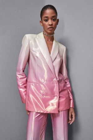 Patrizia Pepe Double-breasted Satin Blazer Jacket Colorati | 174MZHILF
