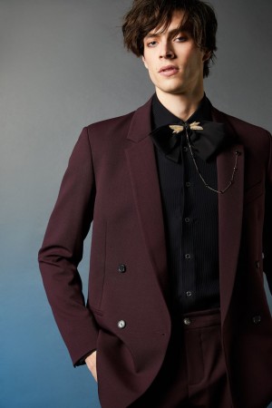 Patrizia Pepe Double-breasted Wool-blend Jacket Violet | 283NBQMWO