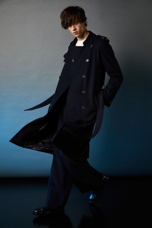 Patrizia Pepe Double-breasted Wool-blend Trench Coat Albastri | 249EPIFZJ