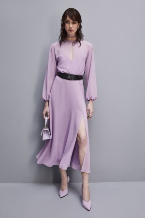 Patrizia Pepe Double-breasted-effect Dress With Soft Sleeves Violet | 162PFQOSA