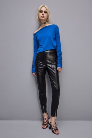 Patrizia Pepe Dropped Shoulder Jersey T-shirt Albastri | 325CZHOGD