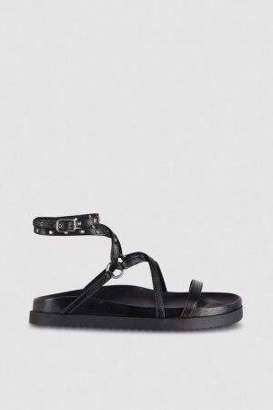 Patrizia Pepe Flat Sandals With Laces Negrii | 694BHCLPW