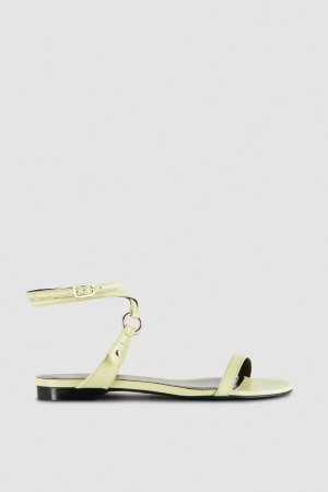 Patrizia Pepe Flat Smooth Leather Sandals Galbeni | 526GZWKMQ