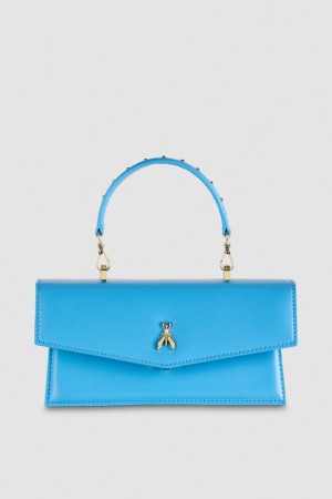 Patrizia Pepe Fly Bamby Leather Shoulder Bag Albastri Deschis | 603ZHTSRU