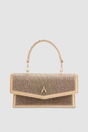 Patrizia Pepe Fly Bamby Shoulder Bag With Rhinestones Bej | 462QJVGZX