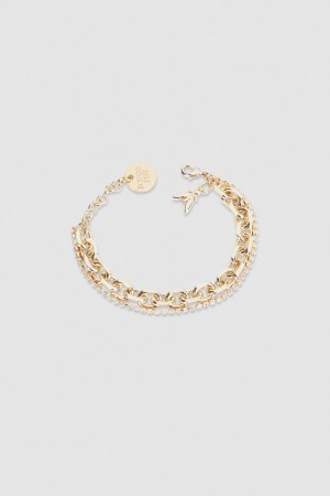 Patrizia Pepe Fly Diamond Brass Chain Bracelet Aurii | 251HRBFYK