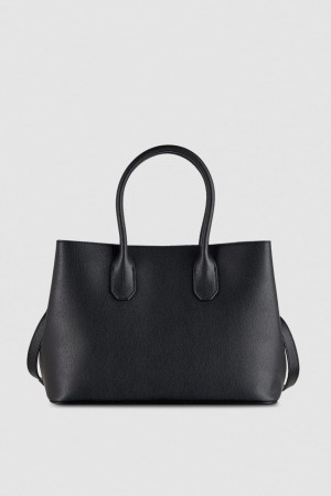 Patrizia Pepe Fly Leather Shopping Bag With Shoulder Strap Negrii | 408LTKRSY