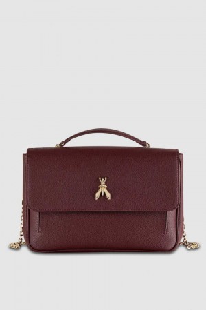 Patrizia Pepe Fly Leather Shoulder Bag With Chain Violet | 547DWYKJU