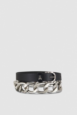 Patrizia Pepe Golden Maxi Chain Belt Negrii | 594SBJHWC