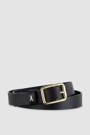 Patrizia Pepe Hammered Leather Low-waist Belt Negrii | 138IGOPNF