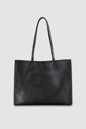 Patrizia Pepe Hammered Leather Shopping Bag Negrii | 237DHAETB