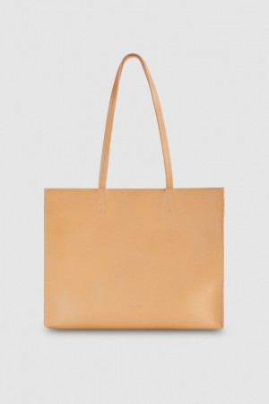 Patrizia Pepe Hammered Leather Shopping Bag Bej | 149NMFZEQ