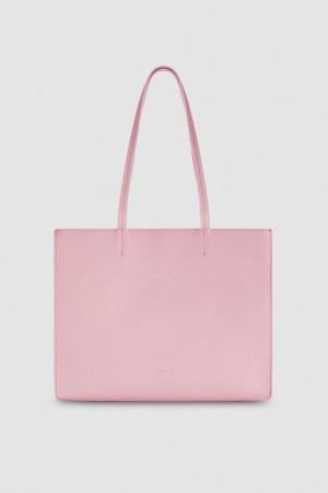 Patrizia Pepe Hammered Leather Shopping Bag Roz | 694YLSDNR