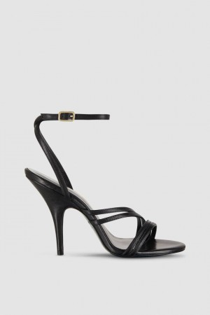 Patrizia Pepe Heeled Leather Sandals Negrii | 608BRUYIM