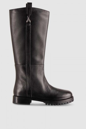 Patrizia Pepe High Nappa Leather Boots With Zipper Negrii | 571ZCORPK