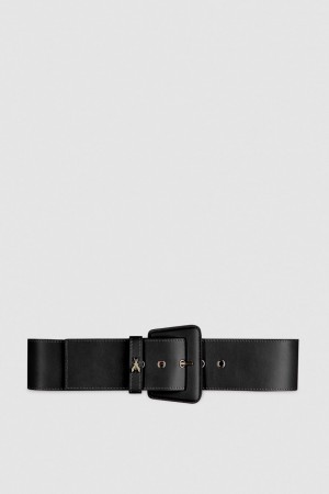 Patrizia Pepe High-waisted Belt With Leather Lining Negrii | 217MRWXGJ