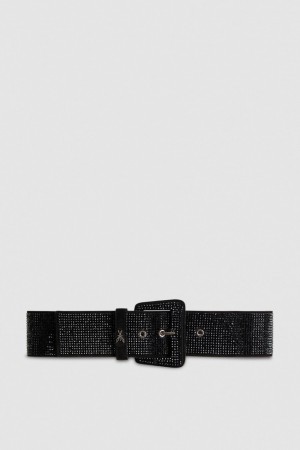 Patrizia Pepe High-waisted Belt With Rhinestones Negrii | 109NGAFPV
