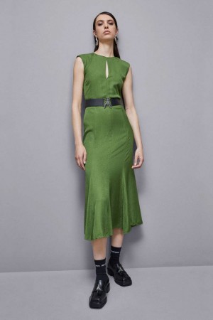 Patrizia Pepe Jacquard Viscose Midi Dress Verzi | 024DJUGRT