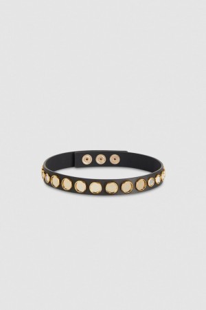 Patrizia Pepe Leather Choker With Micro Mirrors Negrii | 708BKFVQR