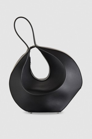 Patrizia Pepe Leather Shoulder Bangle Bag Negrii | 782FWVNAD