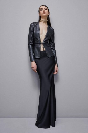 Patrizia Pepe Leather-effect Overshirt Jacket Negrii | 193DPHGVI