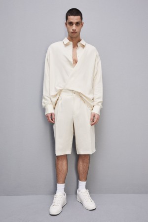 Patrizia Pepe Linen And Viscose Blend Knee-length Shorts Bej | 380FGZSPI
