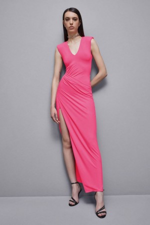 Patrizia Pepe Long Crape Dress With Draping Roz | 617HVAYIF
