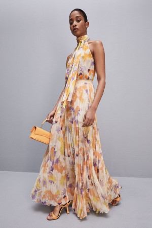 Patrizia Pepe Long Pleated Chiffon Skirt Colorati | 875QSKLHG